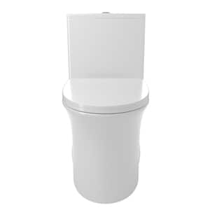 1.1/1.6 GPF Floor Mounted Elongated 1-Piece Toilet in Glossy White with Soft Close Seat