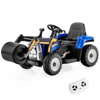 Kids Ride On Roller 12-Volt Electric Tractor Remote with Music and LED Light Blue