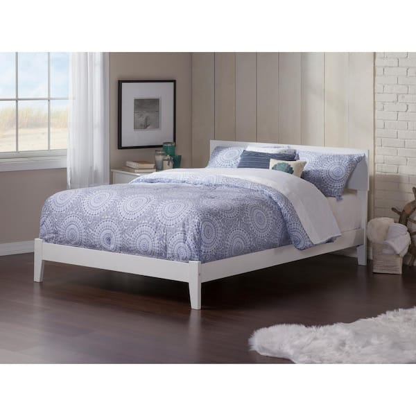 AFI Orlando White King Solid Wood Frame Low Profile Platform Bed with Attachable USB Device Charger