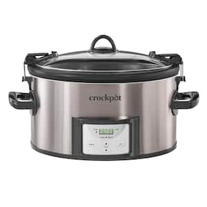 7-qt. Black and Stainless Steel Cook and Carry Digital Countdown Slow Cooker with Easy Clean
