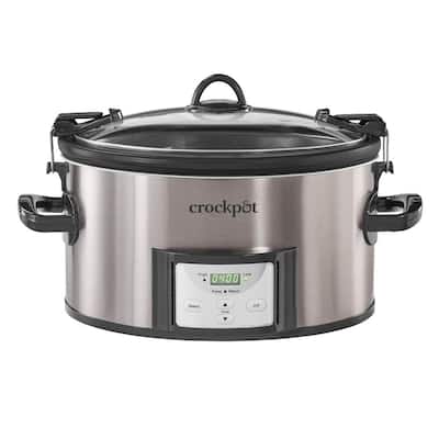 7-qt. Black and Stainless Steel Cook and Carry Digital Countdown Slow Cooker with Easy Clean