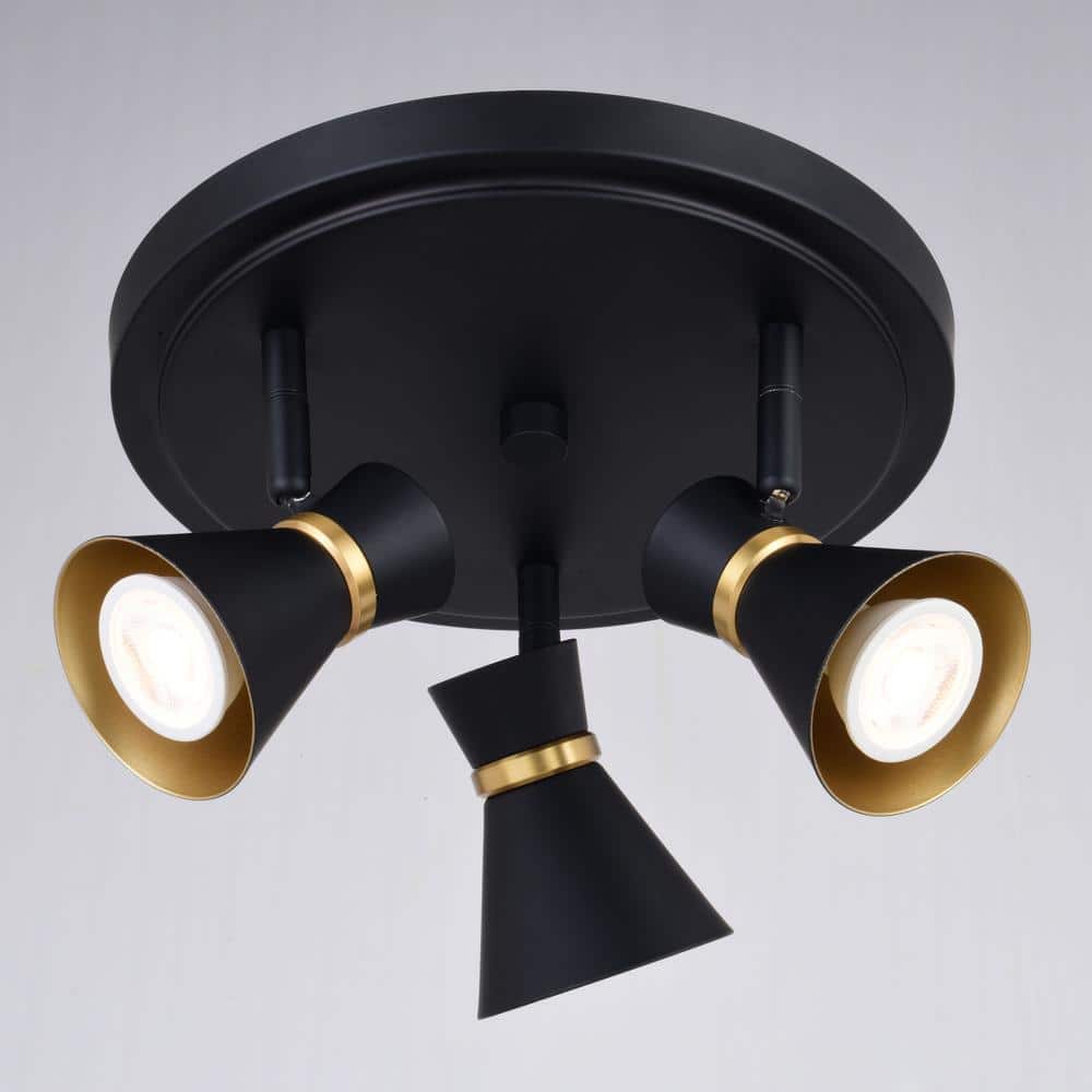 Alto 3-Light Matte Black and Brass LED Ceiling Fixture