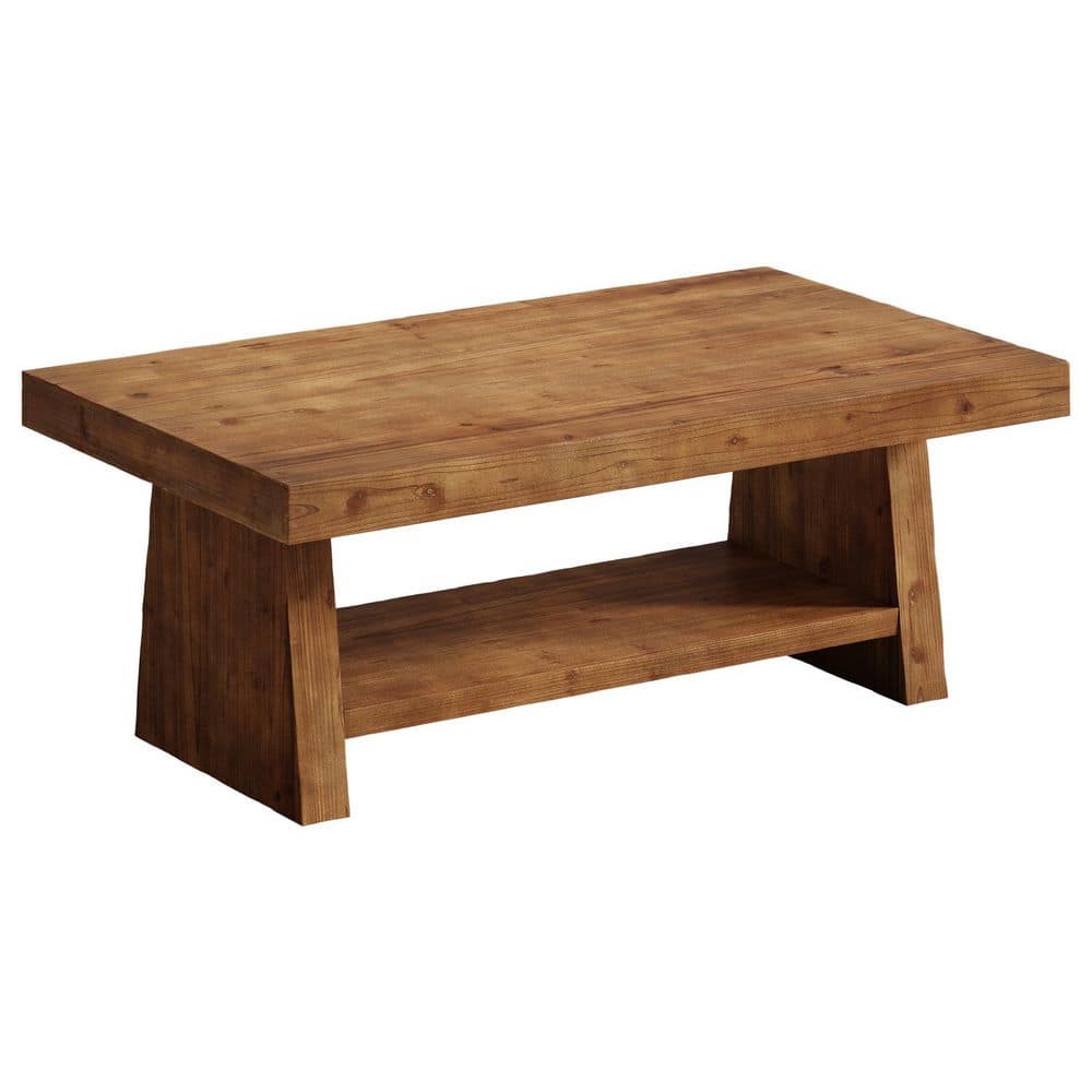 Brown Rectangle Solid Wood Coffee Table