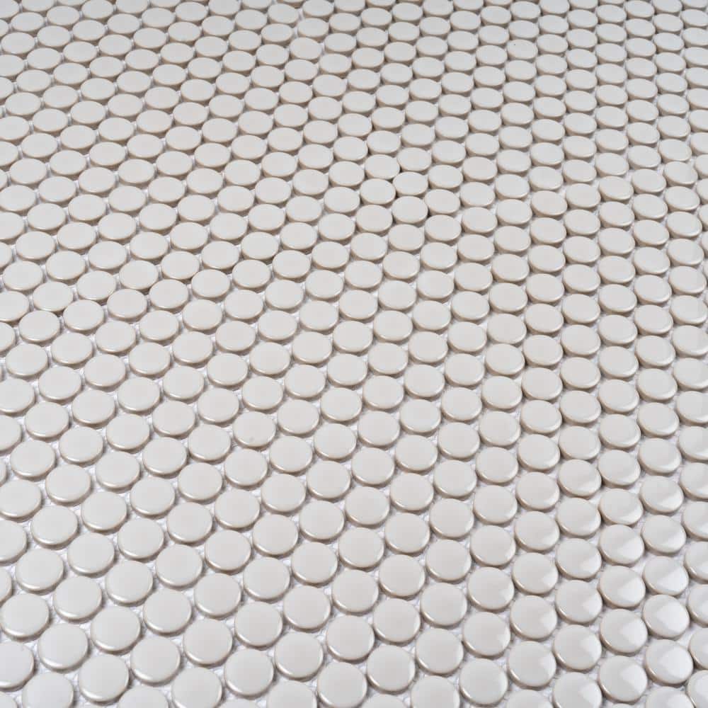 Portland Gray Glossy Porcelain Penny Round Mosaic Tile