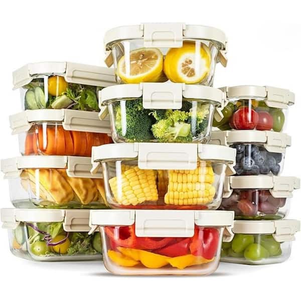 Exclusive Glass Food Storage Container with Lids, BPA-Free Pantry Organizers and Storage, Freezer to Oven Safe (12-Pack)