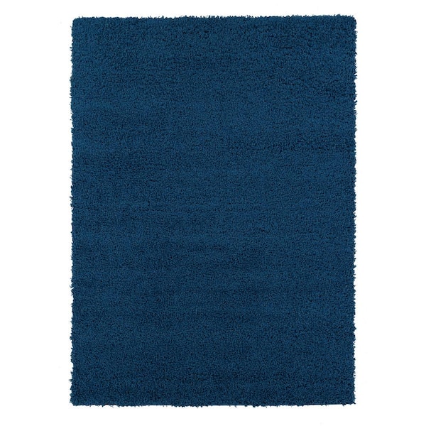 Unbranded Cozy Shag Collection Navy Blue 3 ft. x 5 ft. Indoor Area Rug