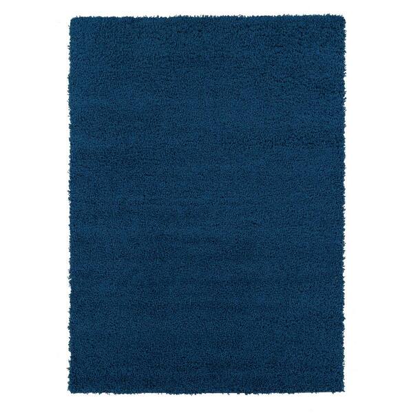 Unbranded Cozy Shag Collection Navy Blue 7 ft. x 9 ft. Indoor Area Rug