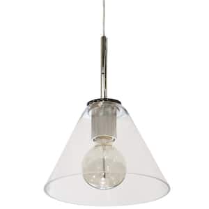 Roswell 1-Light Polished Chrome Pendant with Glass Shade