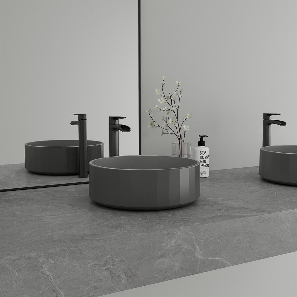 CASAINC Concrete Stripes Design Round Bathroom Vessel Sink Art Basin in ...
