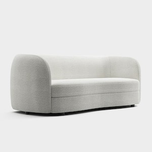 Julia 85 in. Round Arm Boucle Polyester Fabric Modern Curved Pocket Coil Cushion Sofa In White