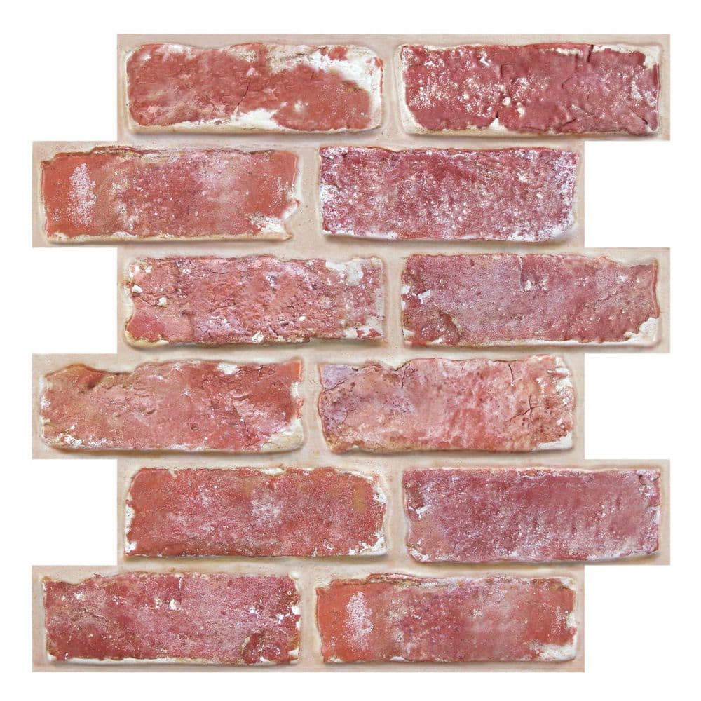 12 in. x 12 in. x 0.1 in. 3D PVC Faux Brick Wall Panel Peel and Stick Brick Tiles for Home Decor, Whitewash Red price history on PriceWatchPro