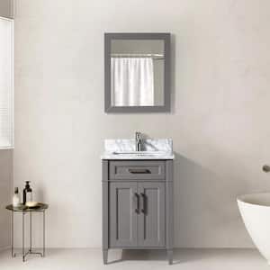 Savona 24 in. W x 22 in. D x 36 in. H Bath Vanity in Grey with Vanity Top in White with White Basin and Mirror