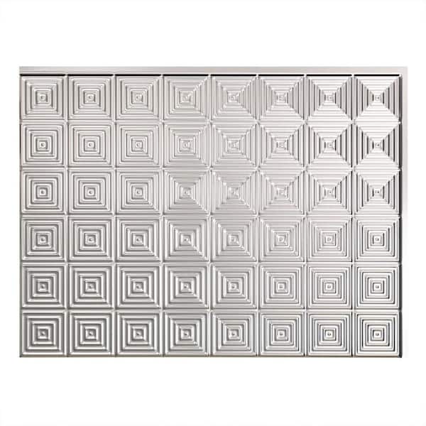 Fasade 18.25 in. x 24.25 in. Brushed Aluminum Miniquattro PVC Decorative Backsplash Panel