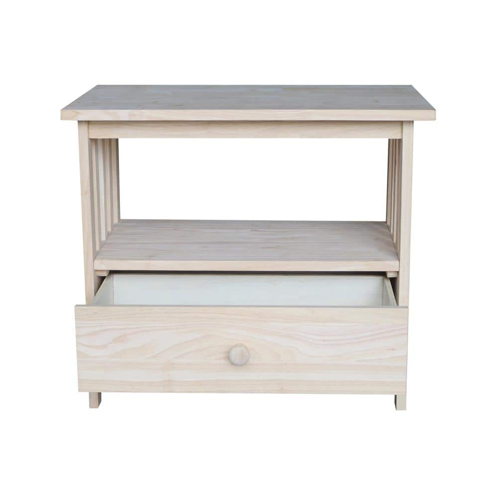 Unfinished Solid Parawood Mission TV Stand with Drawer