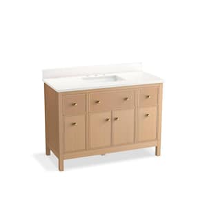 Malin By Studio McGee 48 in. Bathroom Vanity Cabinet in White Oak With Sink And Quartz Top