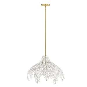 Jalore 3-Light Distressed White Organic Chandelier with Iron Shade