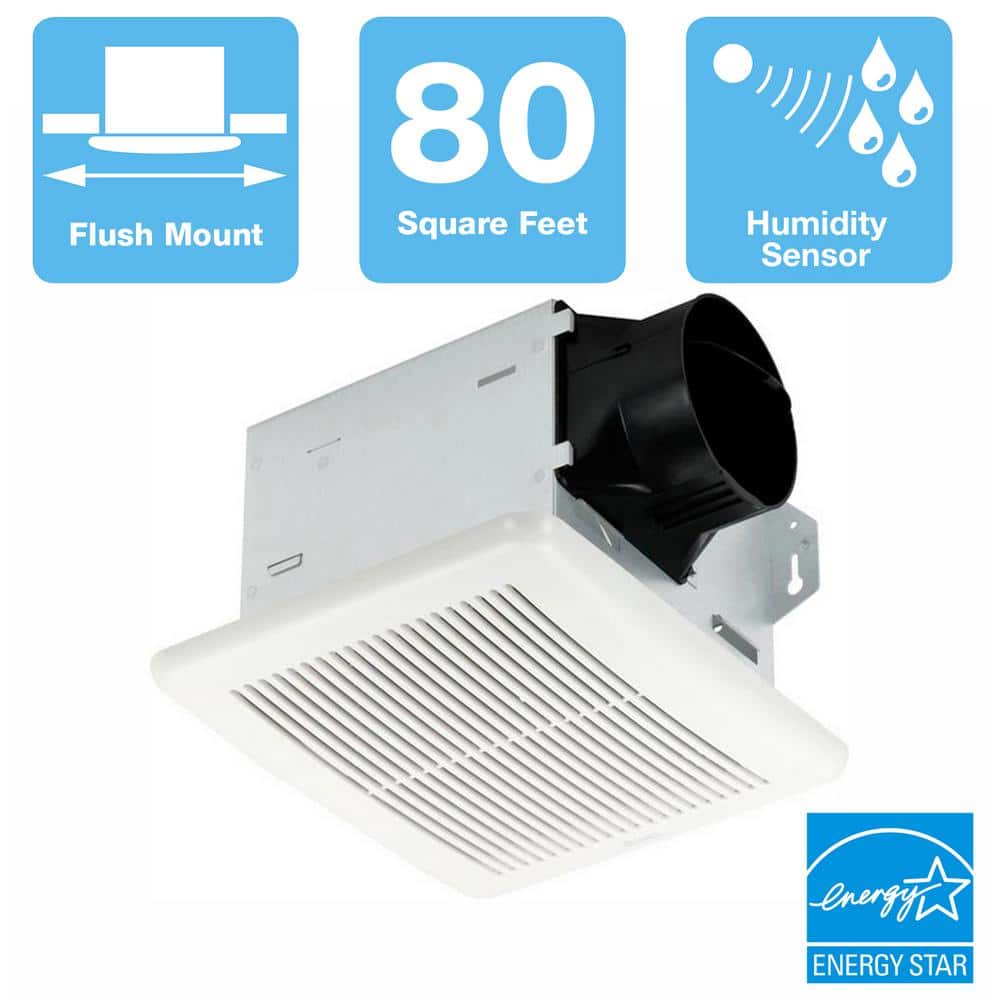 White Energy Star Bathroom Exhaust Fan with Humidity Sensor