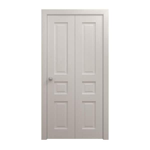 64 in. x 80 in. Painted White Oak Solid Wood Bi-Fold Doors with Hardware