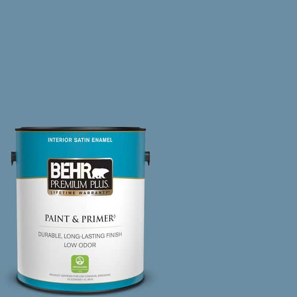 BEHR PREMIUM PLUS 1 gal. #PPU14-04 French Court Satin Enamel Low Odor Interior Paint & Primer