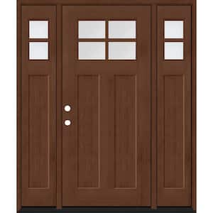 Regency 68 in. x 80 in. RHIS 4L-1/4Toplite Clear Glass Chestnut Stain Fir Fiberglass Prehung Front Door w/Dbl 14 in. SL