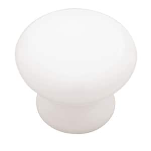 Classic Ceramic 1-1/4 in. (32mm) White Round Cabinet Knob