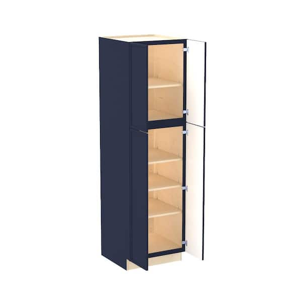 Franklin 24 in. W x 24 in. D x 84 in. H Assembled Plywood Pantry Kitchen Cabinet in Vessel Blue with Soft Close