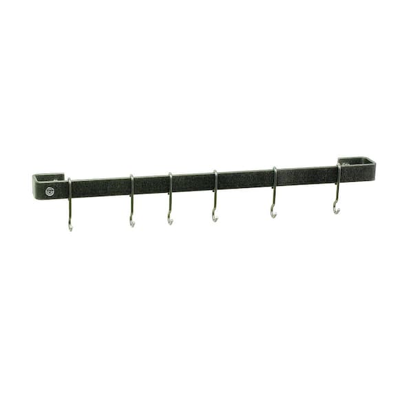 Enclume Handcrafted 18 in. Hammered Steel Wall Rack Utensil Bar with 6-Hooks