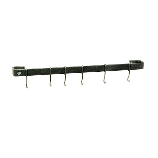 Enclume Handcrafted 36 in. Hammered Steel Wall Rack Utensil Bar with 6-Hooks