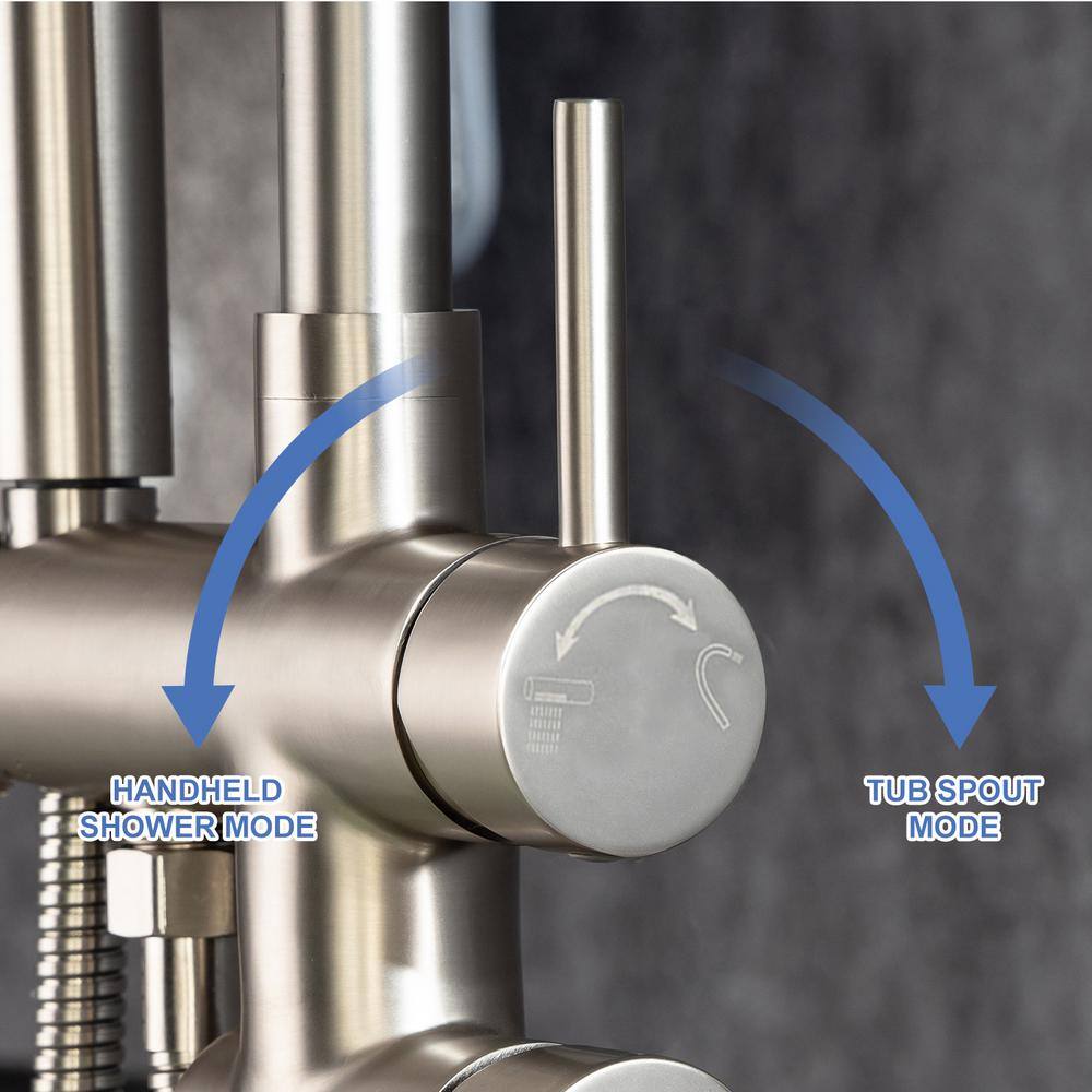 Brushed Nickel Freestanding Tub Filler with Hand Shower