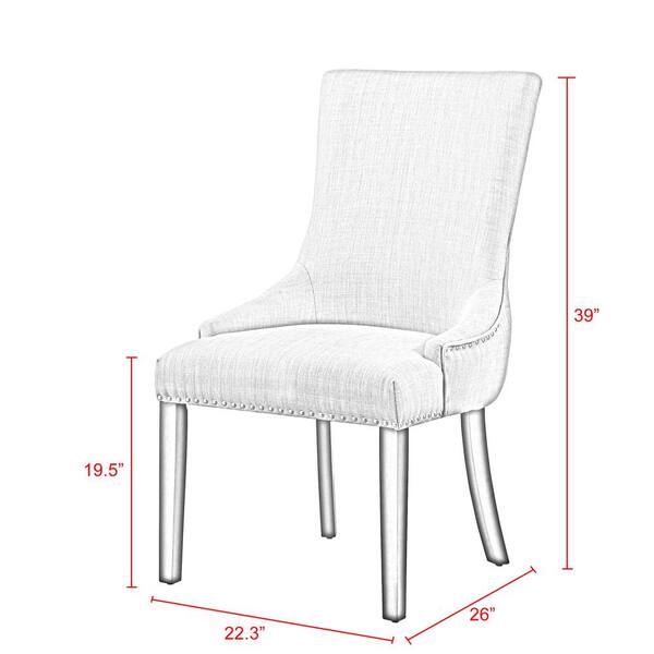 Piper Cream White Linen Nailhead Armless Dining Chair (Set of 2)