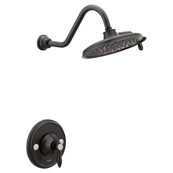 MOEN Weymouth 1-Handle Posi-Temp 2-Spray Shower Only Trim Kit in Matte Black (Valve Not Included)