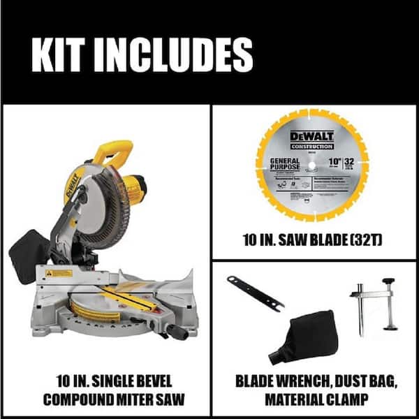 15 Amp Corded 10 in. Compound Single Bevel Miter Saw with 29.8 lbs. Compact Miter Saw Stand with 500 lbs. Capacity