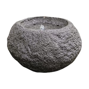 11.6 in. Tall Grey Round Sphere Stone Textured Tabletop Waterfall Fountain