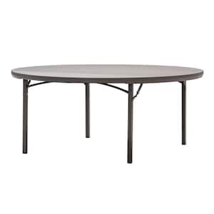 72 in. Brown Plastic Round Folding Utility Table