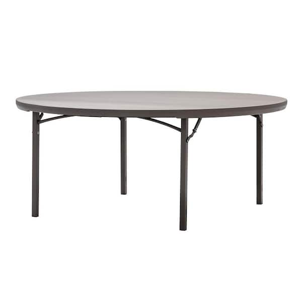 Cosco 72 in. Brown Plastic Round Folding Utility Table