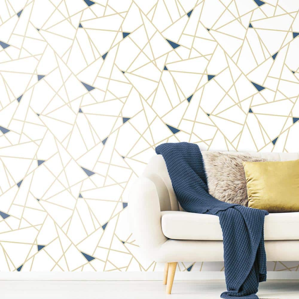 Gold Geometric Abstract Peel and Stick Wallpaper, 20.5" x 198"
