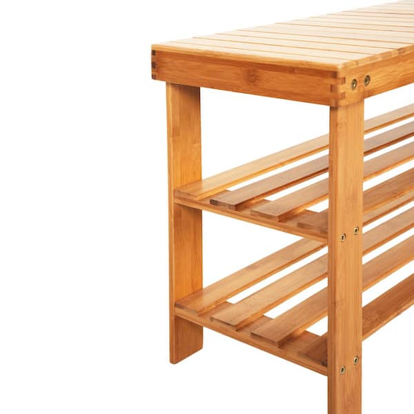 Shoe Storage Bench  2-Tier Bamboo hotsell Shoe Rack with 2 Levels of Natural Wood Seats