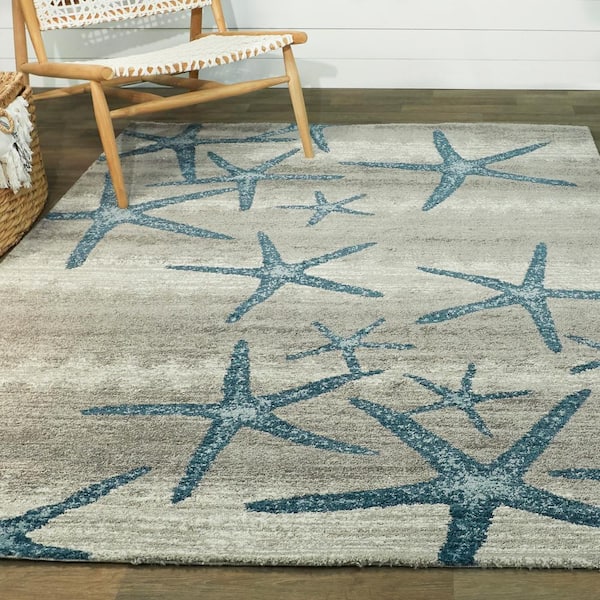 Martin Blue 8 ft. x 10 ft. Coastal Starfish Area Rug