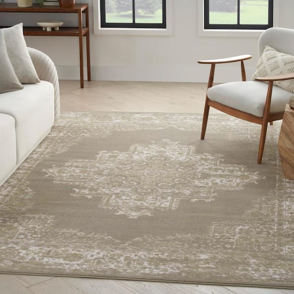 Grafix Olive 5 ft. x 7 ft. Center medallion Transitional Area Rug