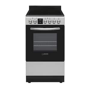20 in. Freestanding 4-Burner Electric Cooking Range Plus Convection Oven in Silver