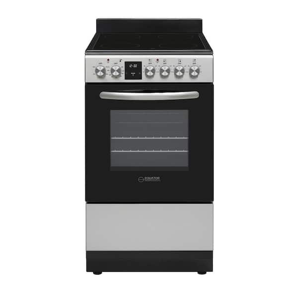 Equator 20 in. Freestanding 4-Burner Electric Cooking Range Plus Convection Oven in Silver