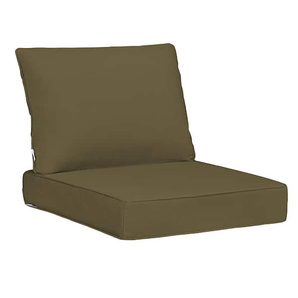 Uixe 22.5in.x24.5in. 19in.x22.5in. 2-Piece Deep Seat Rectangle Outdoor Lounge Chair Cushion/Throw Pillow Set in Brown