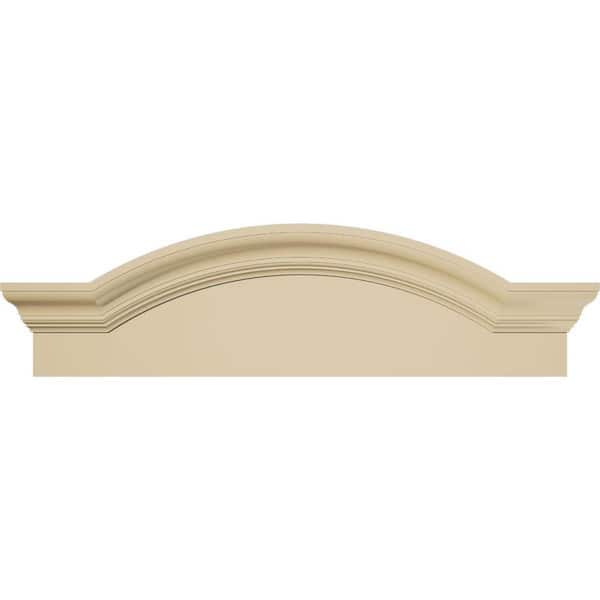 30 in. W x 8-1/2 in. H x 2-1/2 in. P Segment Arch W/Flankers Smooth Signature Urethane Pediment, Primed Tan