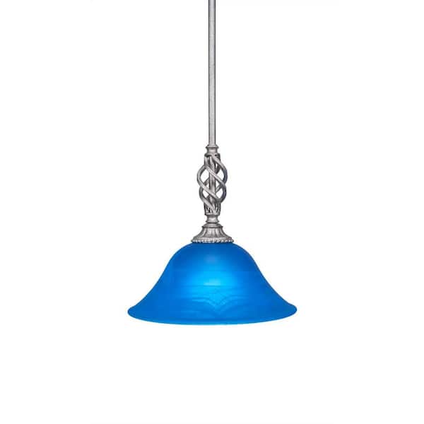 Unbranded Bridgewater 100 W 1-Light Aged Silver Standard Mini Pendant Light with Glass Shade
