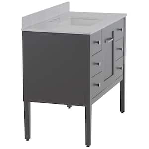 Hensley 43 in. W x 22 in. D x 39 in. H Single Sink  Bath Vanity in Shale Gray with Lunar Stone Composite Top