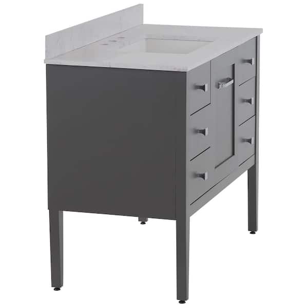 Hensley 43 in. Single Sink Shale Gray Bath Vanity with Lunar Cultured Marble Top (Assembled)