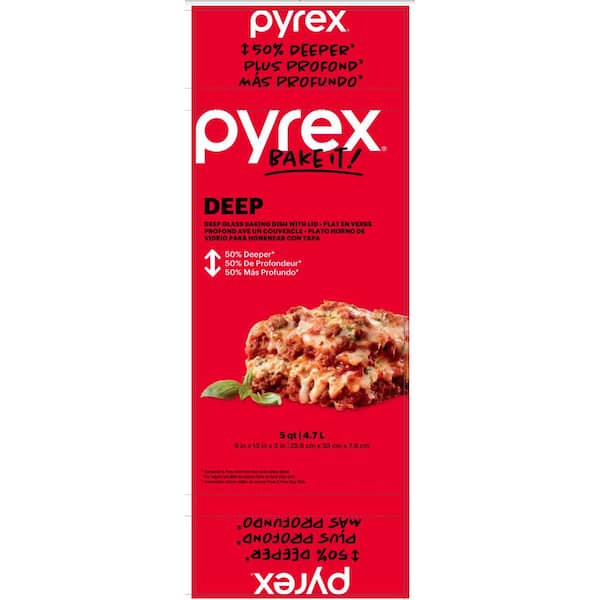 Pyrex Deep 9 x 13 Rectangular Glass Baking Dish With Lid