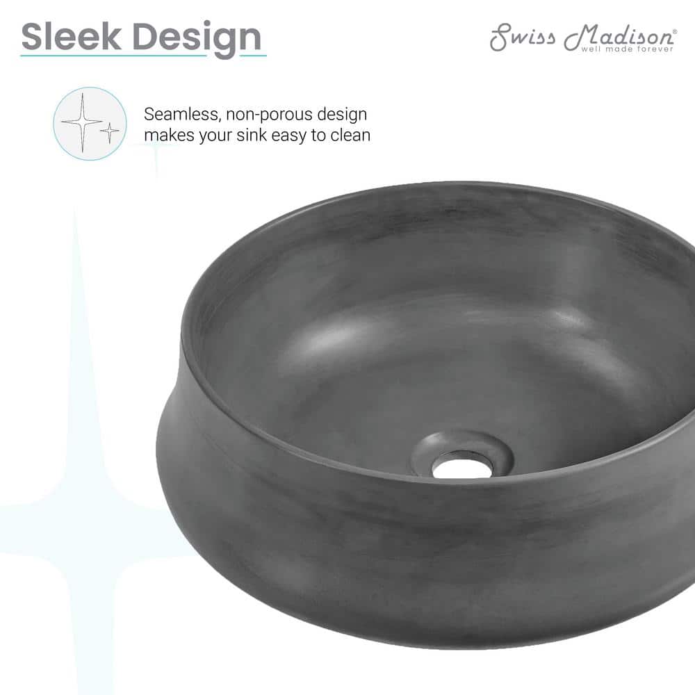Lisse 18" Dark Grey Concrete Round Vessel Sink