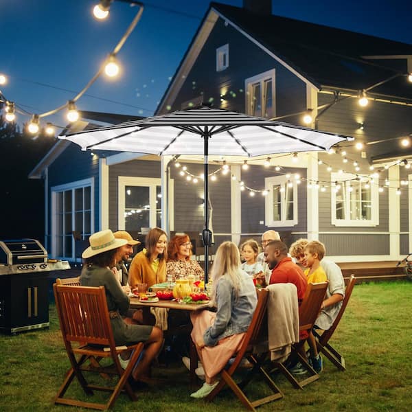 9 ft 8 rib patio umbrella string lights TheLAShop Solar with Remote Sensor 9-10ft 8-Rib so beautiful and romantic Solar String Lights for Wooden