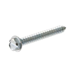 #8 x 1-1/2 in. Slotted Hex Head Zinc Plated Sheet Metal Screw (100-Pack)